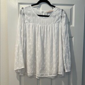 LOFT White Embroidered Blouse